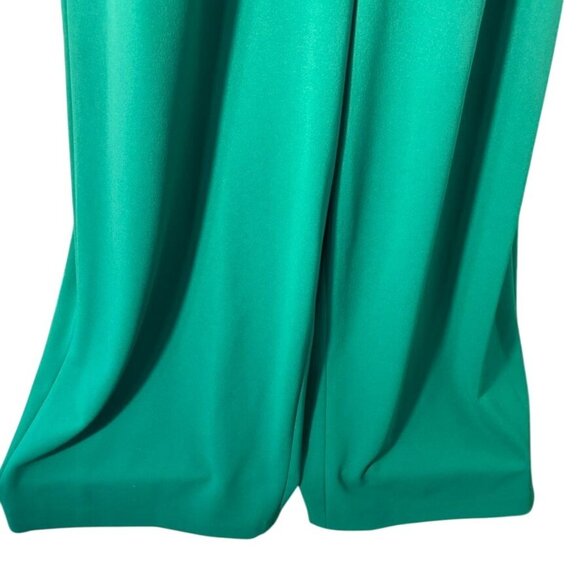 Green Wide-Leg Jumpsuit With Short Flutter Sleeves & Belted Waist Back Zipper - Picture 2 of 13
